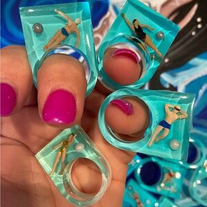 Unique Swimmer Resin Rings set of (2)